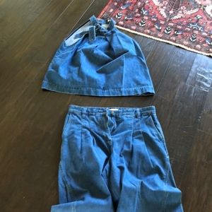 Ulla Johnson two piece denim outfit.